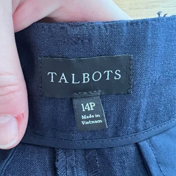 Talbots Navy Blue 100% Linen Shorts Women's Size 14 Petite - Picture 5 of 6